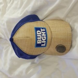 Bud Light Snapback Baseball Cap Hat W Bottle Opener On Brim Burlap